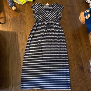 Maternity maxi Navy blue with grey stripes